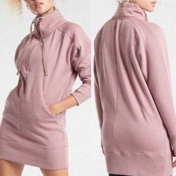 ATHLETA Cozy Karma 1/4 Zip Dress Mauve S - Picture 1 of 9